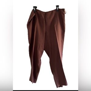 Eileen Fisher 100% cropped linen side zipper pants L, Brown, great condition!